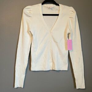 NWT Riley & Rae Sz Med Women’s Antique White Cardigan V-neck Sweater Top Rt $89!